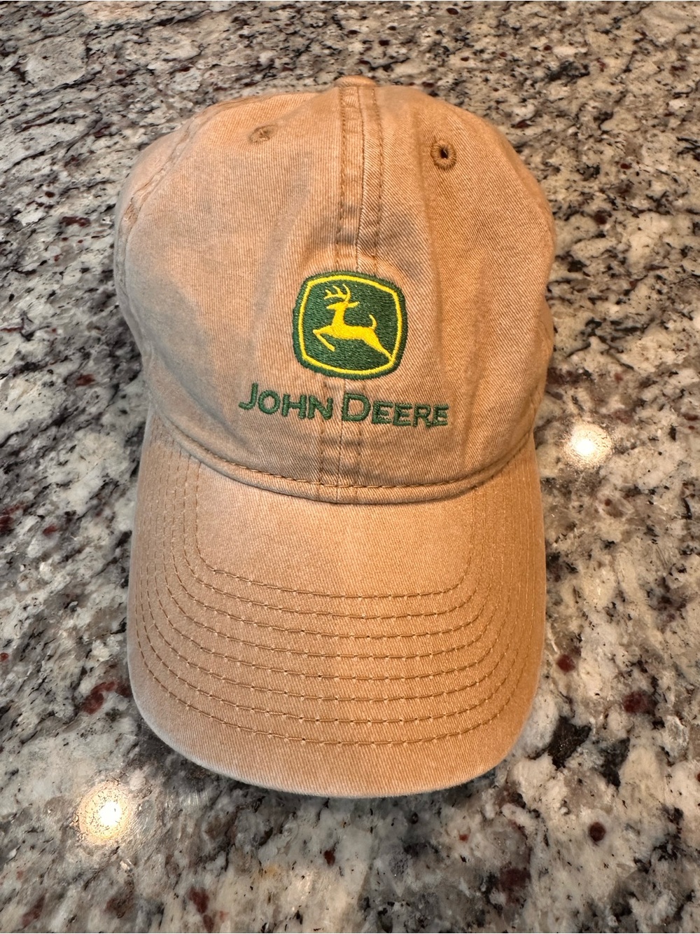 John Deere Women’s Tan/Floral-Lined Adjustable Baseball Hat with Ponytail Hole